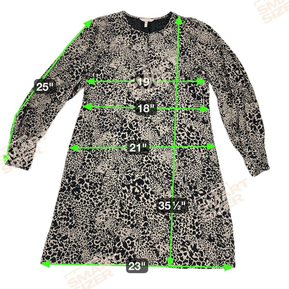 Rebecca Taylor Leopard 100% Silk A-Line Long Sleeve Button Up Shift Dress Size 8 - Picture 7 of 16